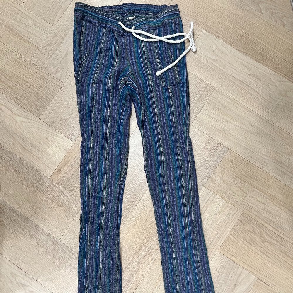 Roxy ocean side blue, striped Gauze, straight leg pants